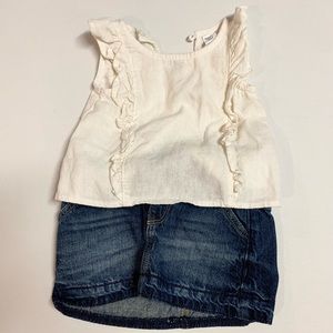 Old Navy baby (3-6M) off white Linen ruffle sleeveless top